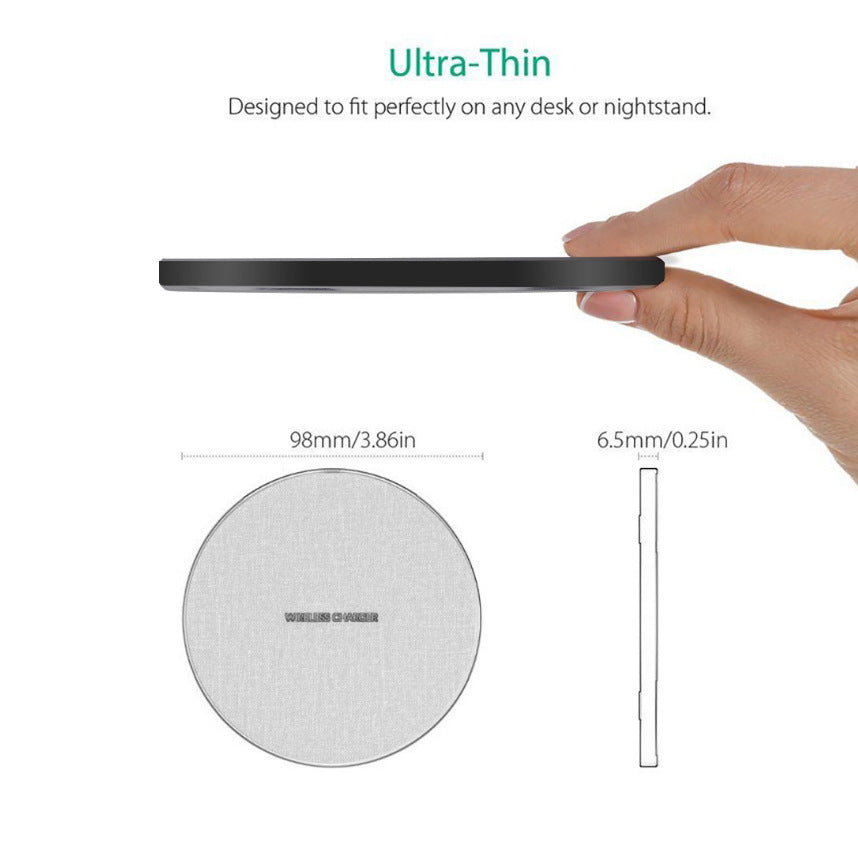 Qi Standard Ultra-Thin Fabric Aluminum Alloy Fast Charge Wireless Charger 15W Fast Charge Fast Charger Disc Wireless Charger - Electryx