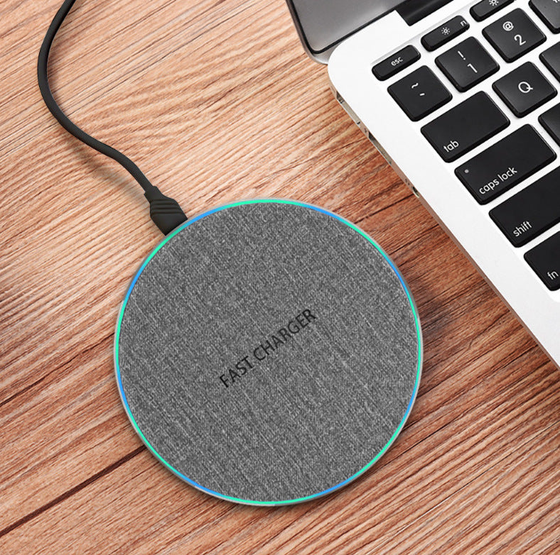 Qi Standard Ultra-Thin Fabric Aluminum Alloy Fast Charge Wireless Charger 15W Fast Charge Fast Charger Disc Wireless Charger - Electryx