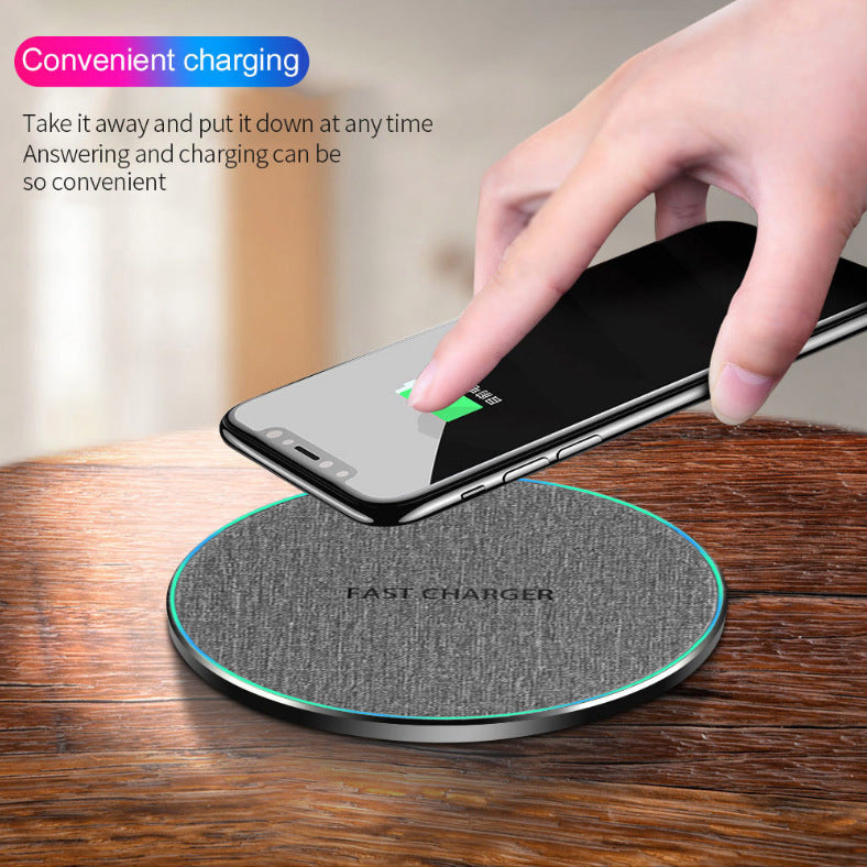 Qi Standard Ultra-Thin Fabric Aluminum Alloy Fast Charge Wireless Charger 15W Fast Charge Fast Charger Disc Wireless Charger - Electryx