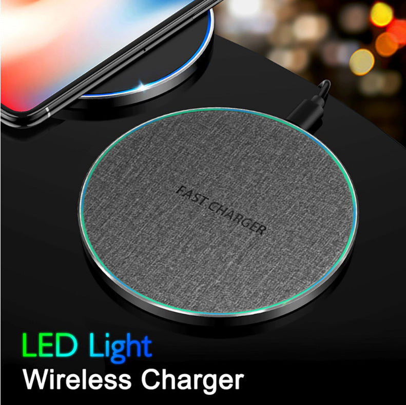 Qi Standard Ultra-Thin Fabric Aluminum Alloy Fast Charge Wireless Charger 15W Fast Charge Fast Charger Disc Wireless Charger - Electryx