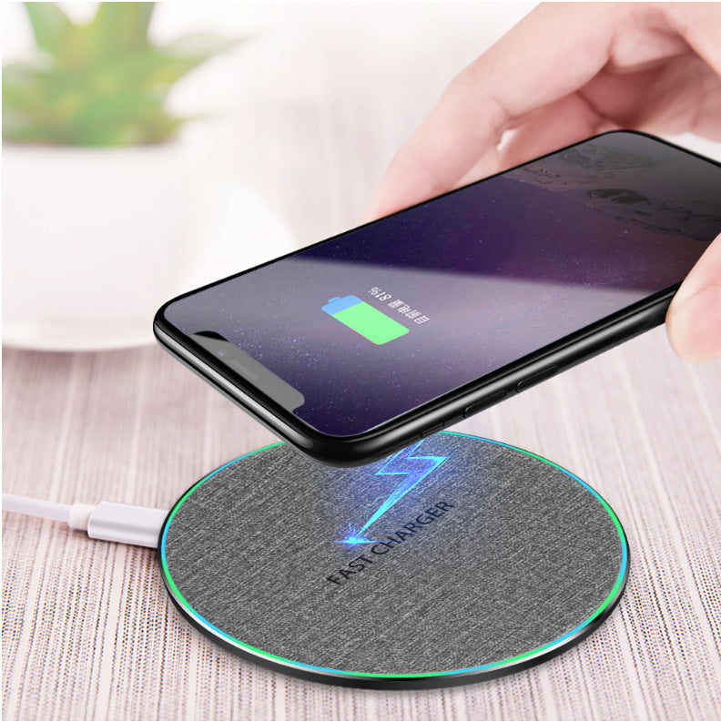 Qi Standard Ultra-Thin Fabric Aluminum Alloy Fast Charge Wireless Charger 15W Fast Charge Fast Charger Disc Wireless Charger - Electryx