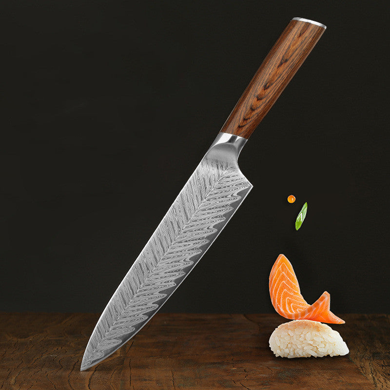 Damascus Leather Steel Kitchen Stainless Steel Kitchen Knife - Electryx
