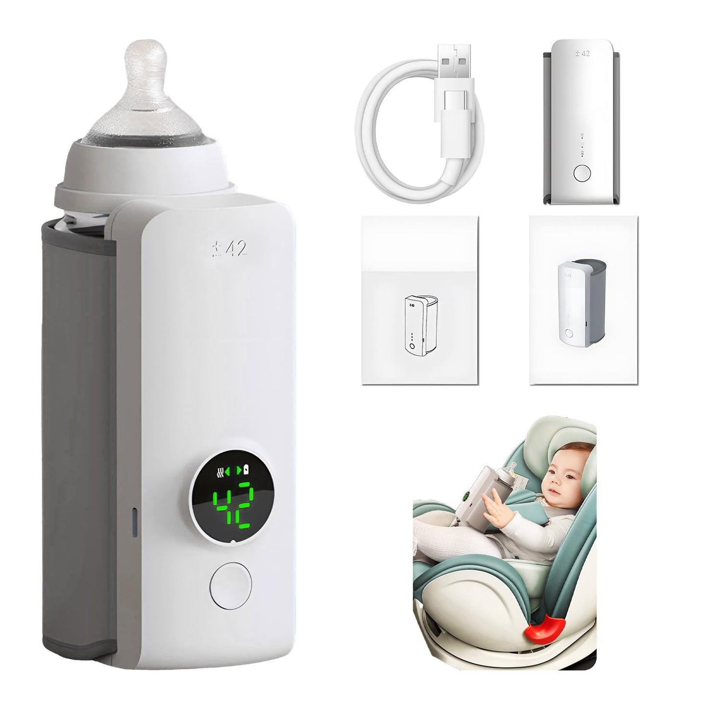 Portable Wireless Rechargeable Baby Bottle Warmer USB Charging And Heating Bag Portable Constant Temperature Milk Warmer Universal Bottle Insulation Sleeve - Electryx