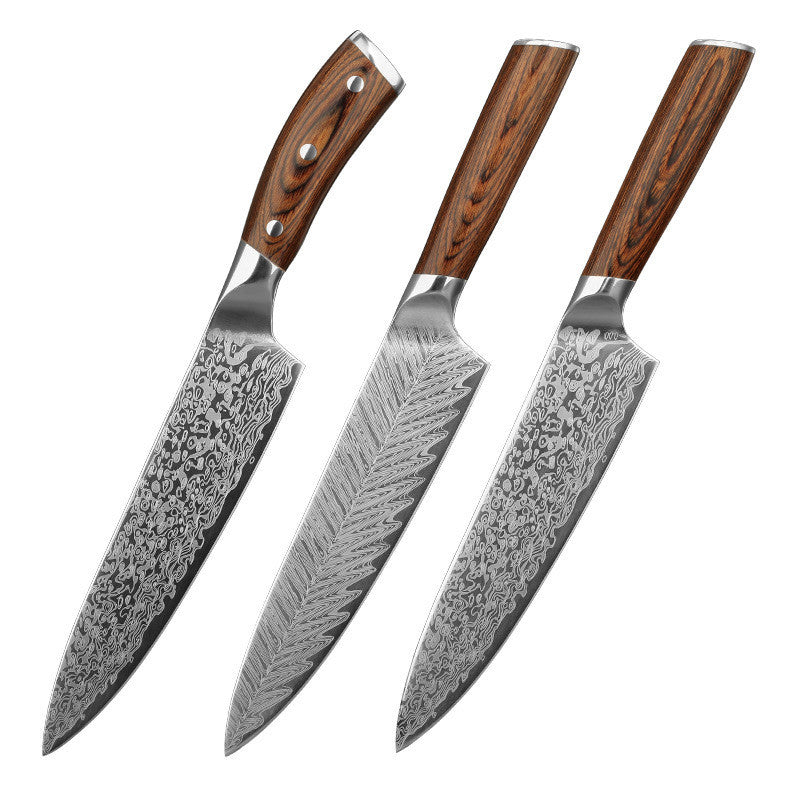 Damascus Leather Steel Kitchen Stainless Steel Kitchen Knife - Electryx
