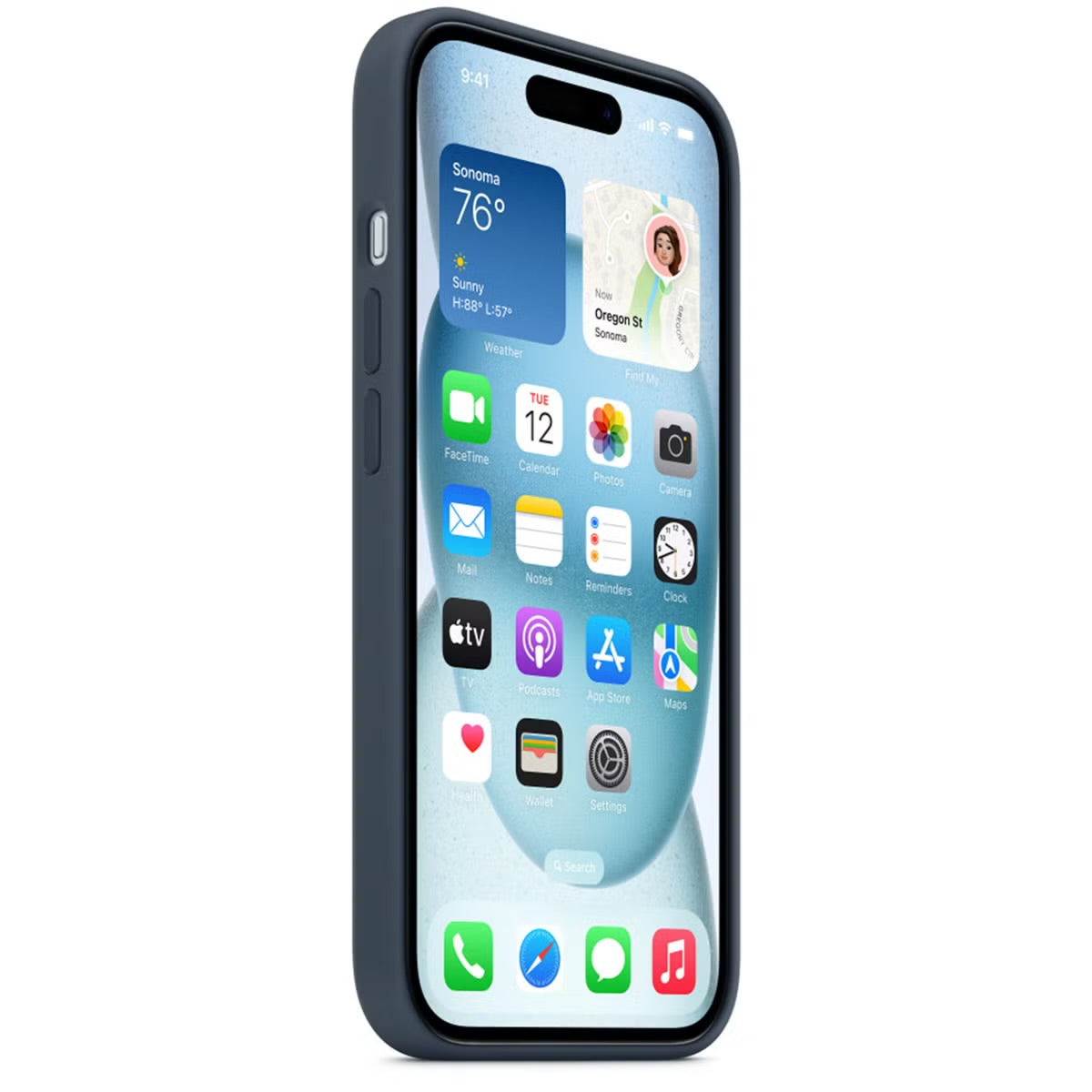 Apple Coque en silicone MagSafe pour Apple iPhone 15 - Storm Blue - Electryx