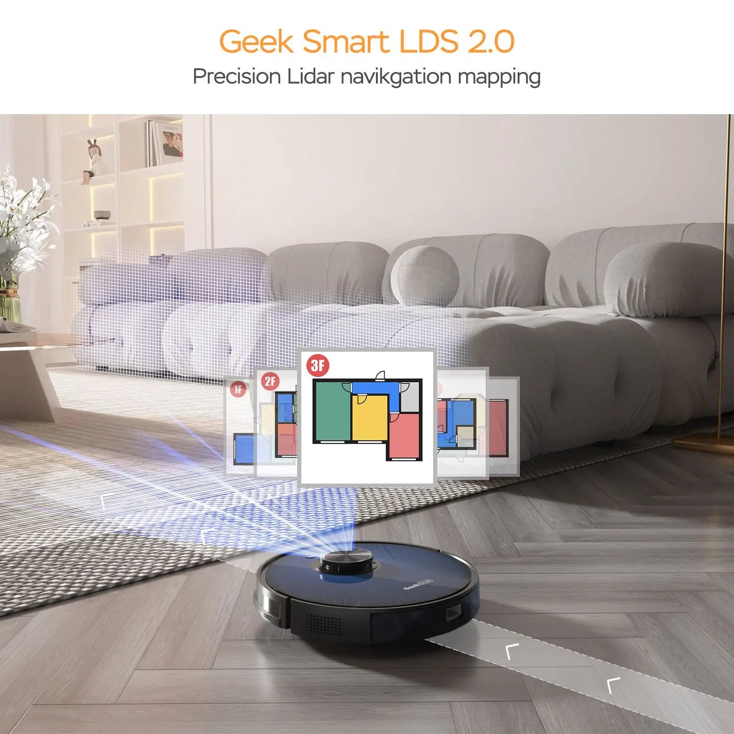 DB Geek Smart L7 Robot Vacuum Cleaner Mop LDS Navigation Wi-Fi Connected APP Selective Room Cleaning MAX 2700 PA for Hotels - Electryx