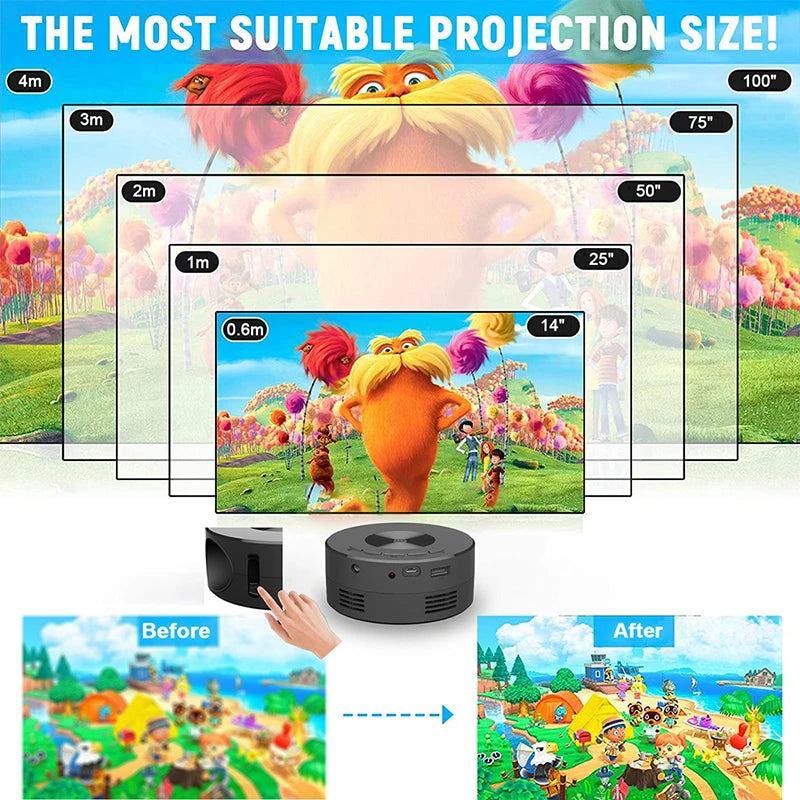 Portable Mini Projector 1920*1080P HD Projector Home Cinema Outdoor Camping Projection For IPhone Xiaomi IPad Android - Electryx