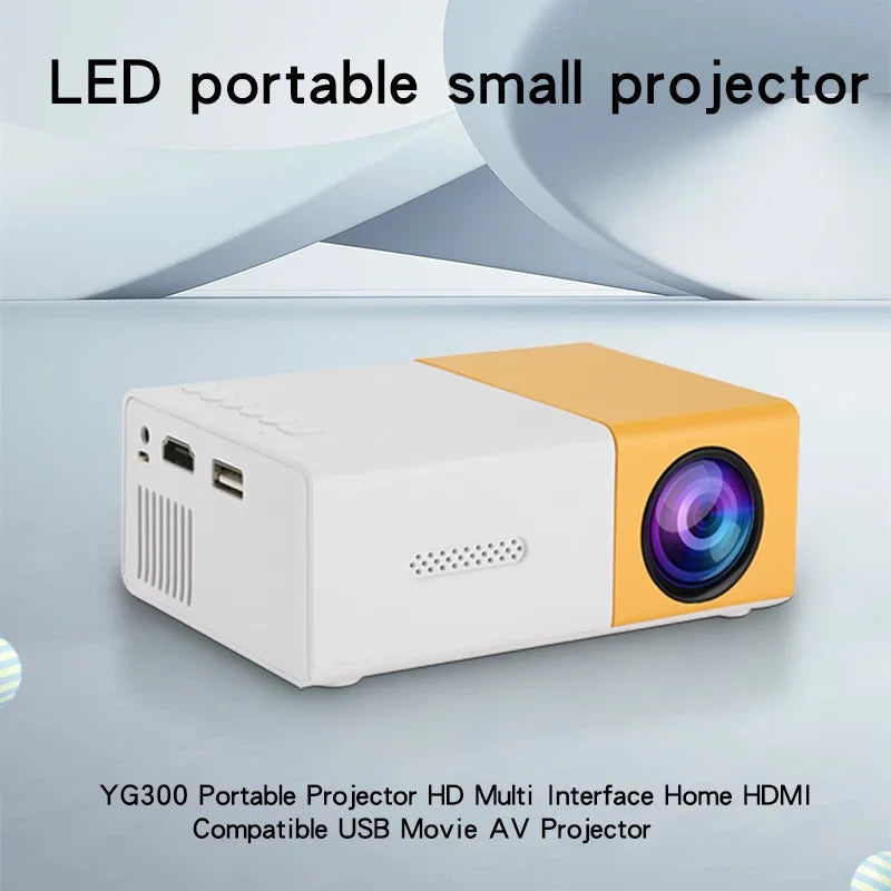 Proyector portátil YG300 para el hogar, conexión inalámbrica para teléfono móvil, compatible con USB, HDMI - Electryx