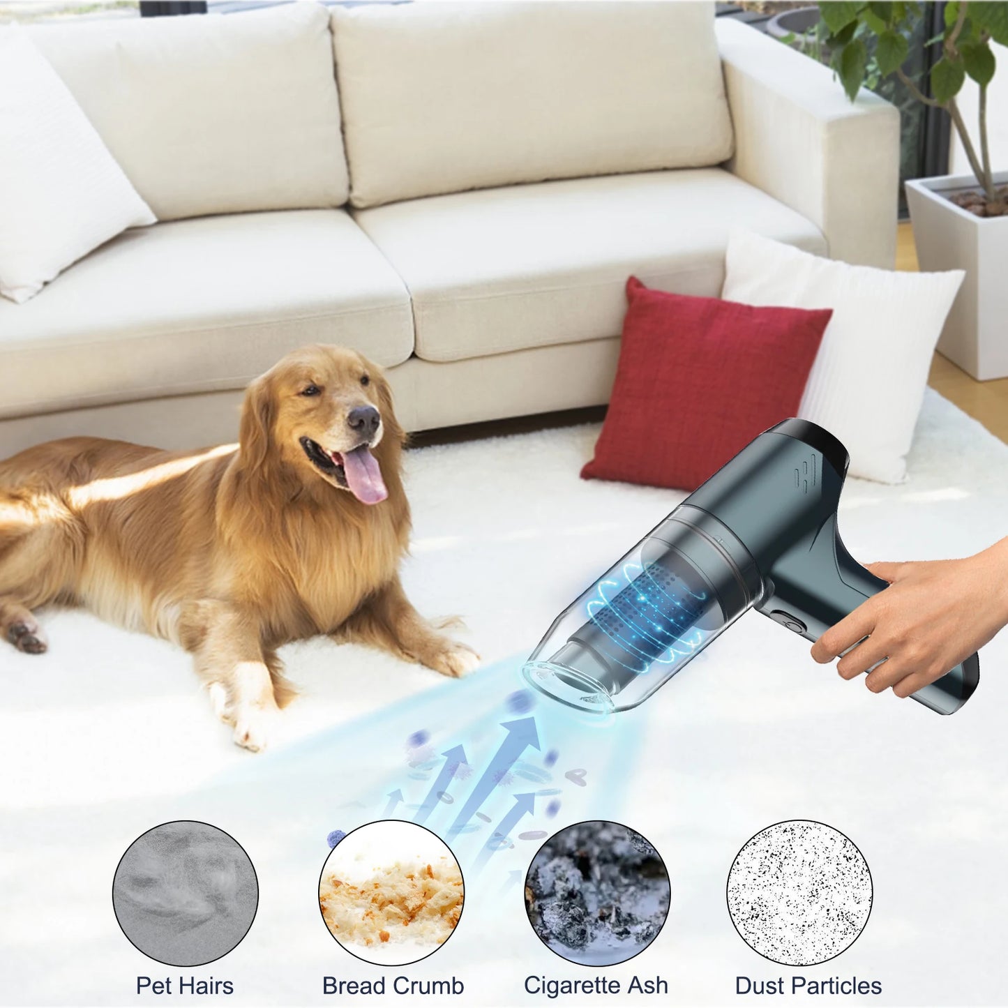 Vacuum Cordless 19000Pa Strong Suction 3 in 1 Dust Buster Air Blower Vacuum Cleaner 120W Wet and Dry Held for Home Office Car - Electryx