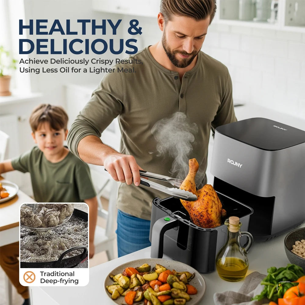 5L Air Fryer, Electric Hot fryer Oven Oilless Cooker with Touch Control & Nonstick Basket & Visible Window, Family Size - Electryx