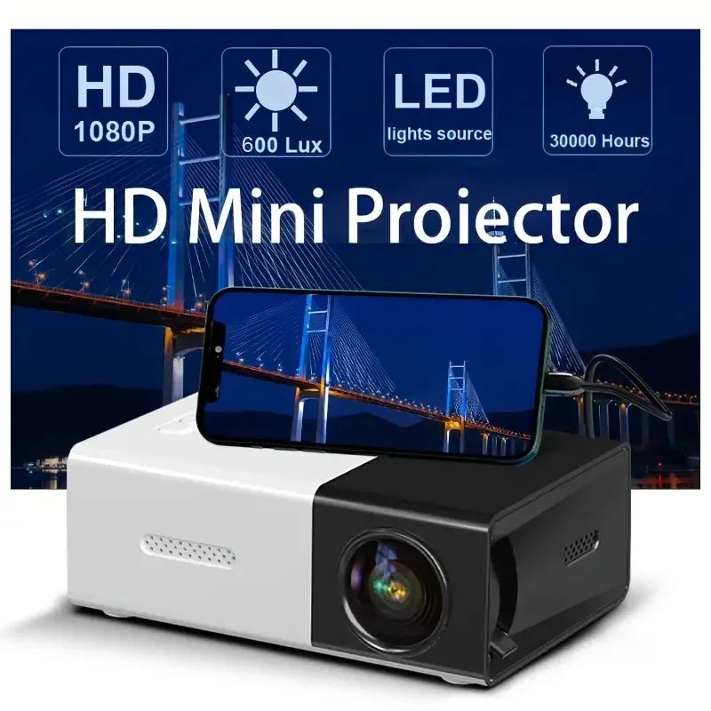 Proyector portátil YG300 para el hogar, conexión inalámbrica para teléfono móvil, compatible con USB, HDMI - Electryx