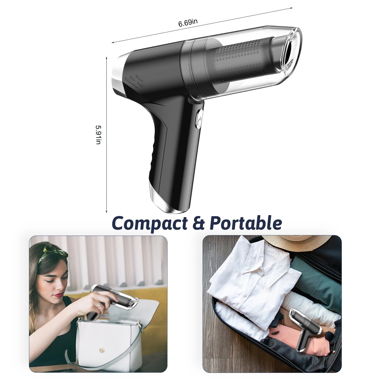 Vacuum Cordless 19000Pa Strong Suction 3 in 1 Dust Buster Air Blower Vacuum Cleaner 120W Wet and Dry Held for Home Office Car - Electryx