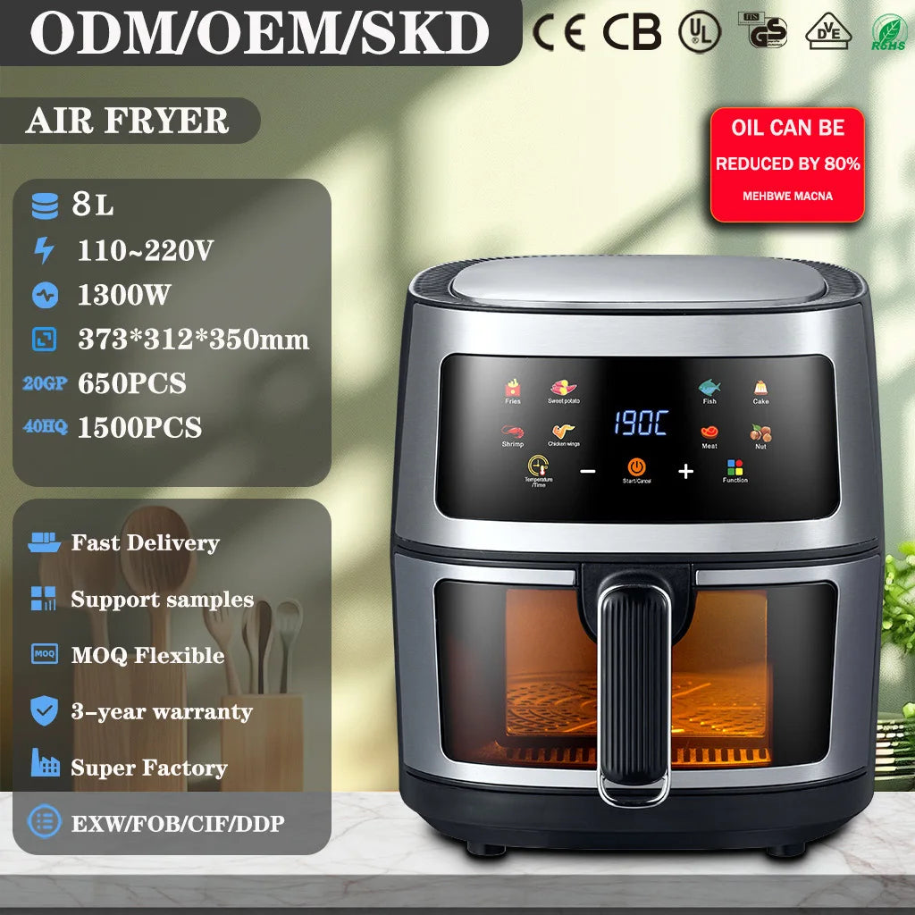 8L air fryer can be seen at home 110V-220V intelligent air fryer multi-function fried chicken leg fryer without oil smoke - Electryx