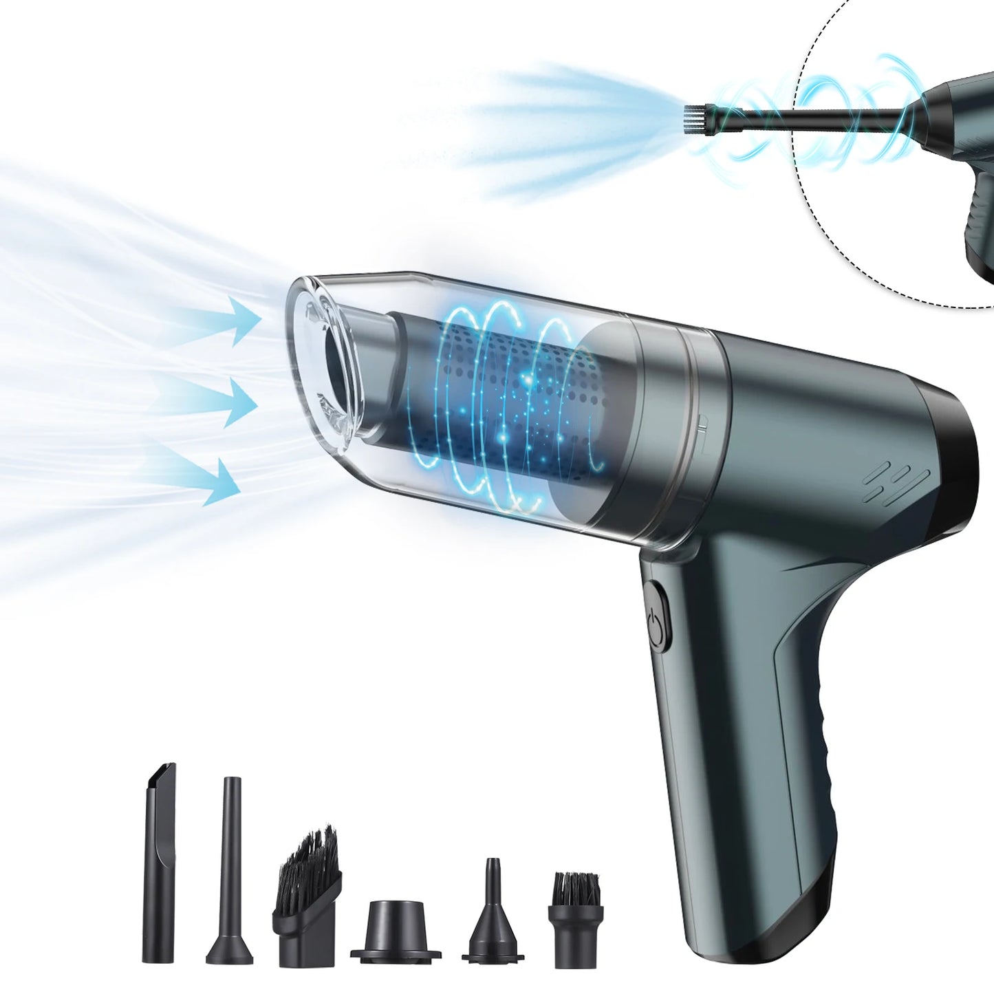 Vacuum Cordless 19000Pa Strong Suction 3 in 1 Dust Buster Air Blower Vacuum Cleaner 120W Wet and Dry Held for Home Office Car - Electryx