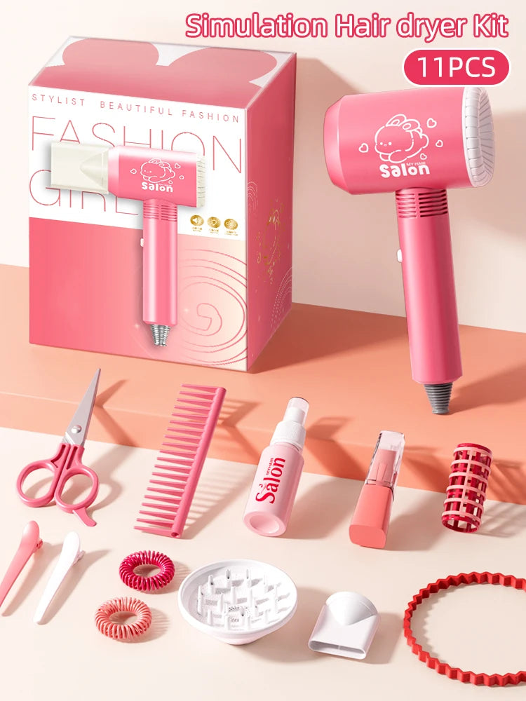 Kids Make Up Toys Simulation Haircut Kit Children's Hair dryer Role Playing Game Educational Toys For Girls Pretend Play Gifts - Electryx