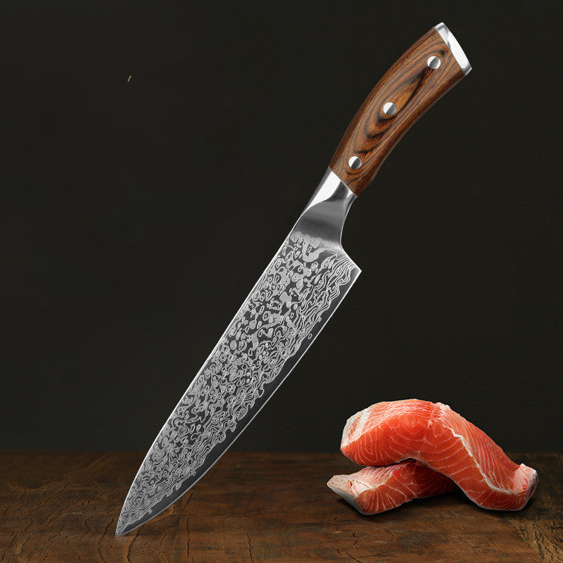 Damascus Leather Steel Kitchen Stainless Steel Kitchen Knife - Electryx