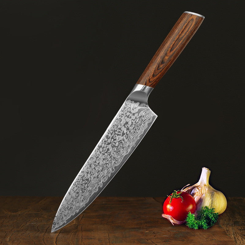 Damascus Leather Steel Kitchen Stainless Steel Kitchen Knife - Electryx