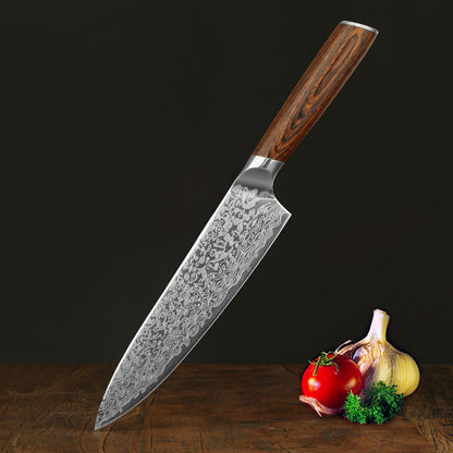 Damascus Leather Steel Kitchen Stainless Steel Kitchen Knife - Electryx