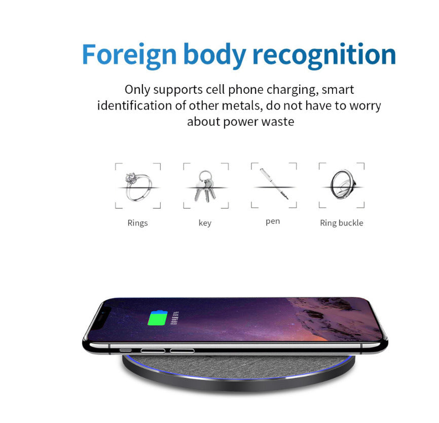 Qi Standard Ultra-Thin Fabric Aluminum Alloy Fast Charge Wireless Charger 15W Fast Charge Fast Charger Disc Wireless Charger - Electryx
