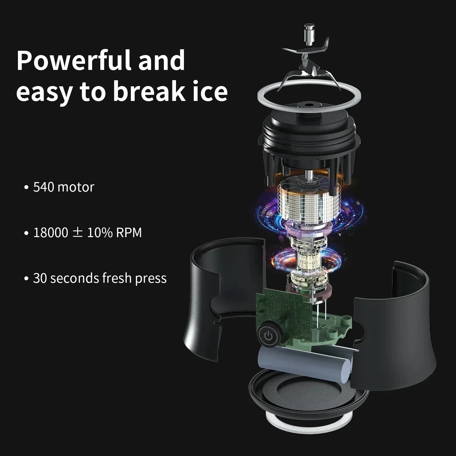 Portable Blender 600ML Electric Juicer Fruit Mixers 4000mAh USB Rechargeable Smoothie Mini Blender Personal Juicer Colorf - Electryx
