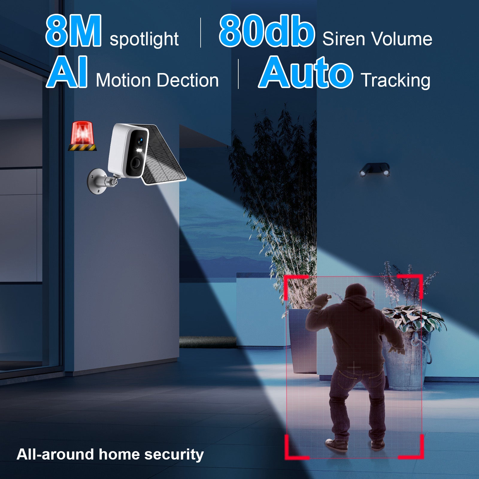 Caméra Wi-Fi Solaire 2K – Batterie 5000mAh, vision nocturne & détection humaine - Electryx