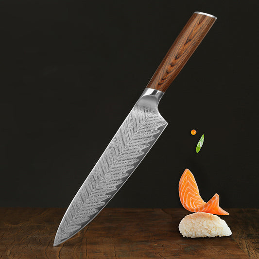 Damascus Leather Steel Kitchen Stainless Steel Kitchen Knife - Electryx