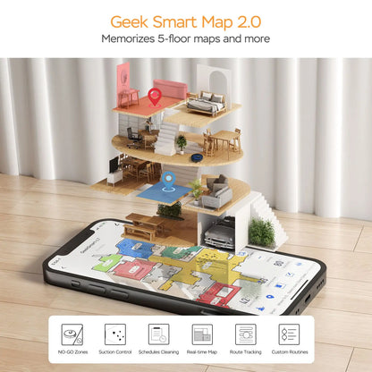 DB Geek Smart L7 Robot Vacuum Cleaner Mop LDS Navigation Wi-Fi Connected APP Selective Room Cleaning MAX 2700 PA for Hotels - Electryx