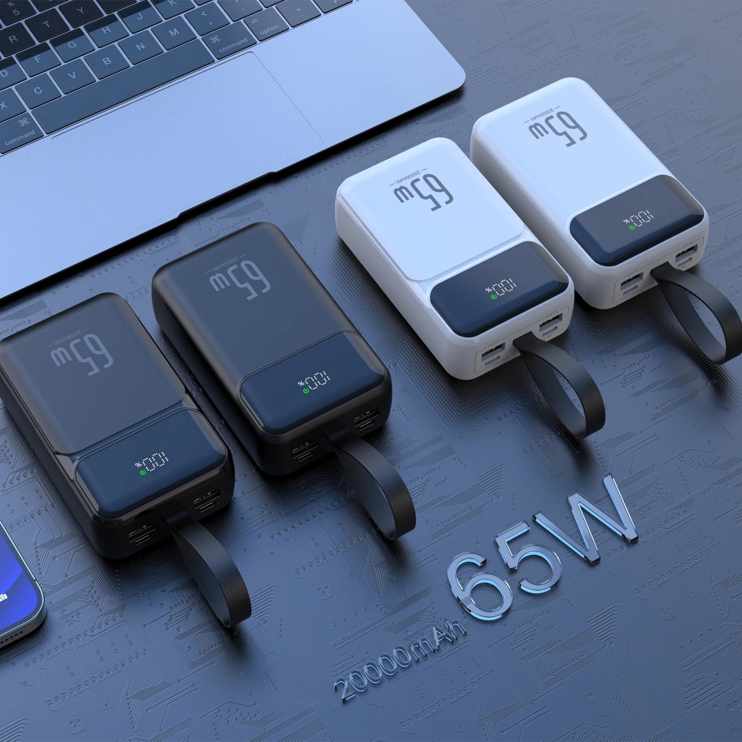 30000mah 65W Type C Battery Charger 5V 9V 12V 15V 19V 20V 5A 3A QC3.0 Portable Laptop Powerbank Usb c Notebook Power Bank 65W - Electryx