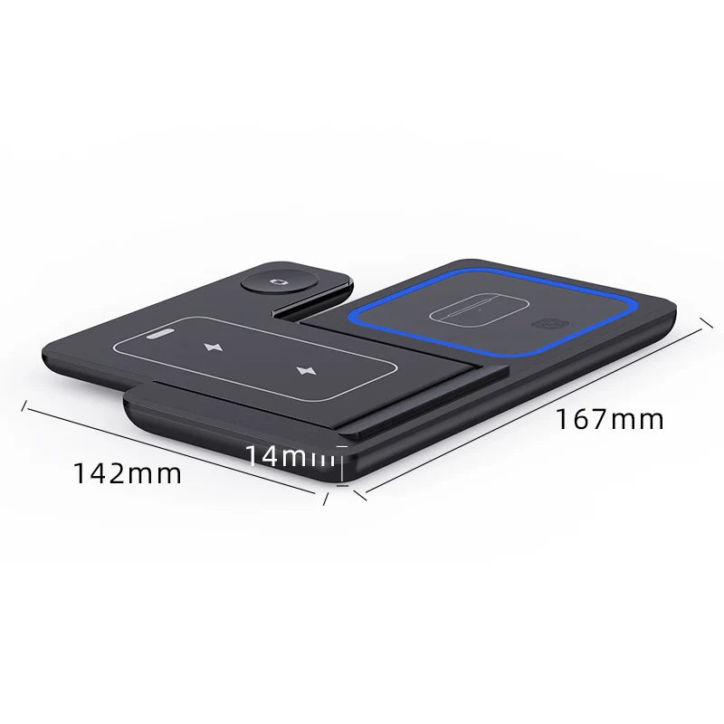 15W Three-in-One Fast Wireless Charger Foldable Desktop Multifunctional with PD Function for Mobile Phone Headset Watch - Electryx