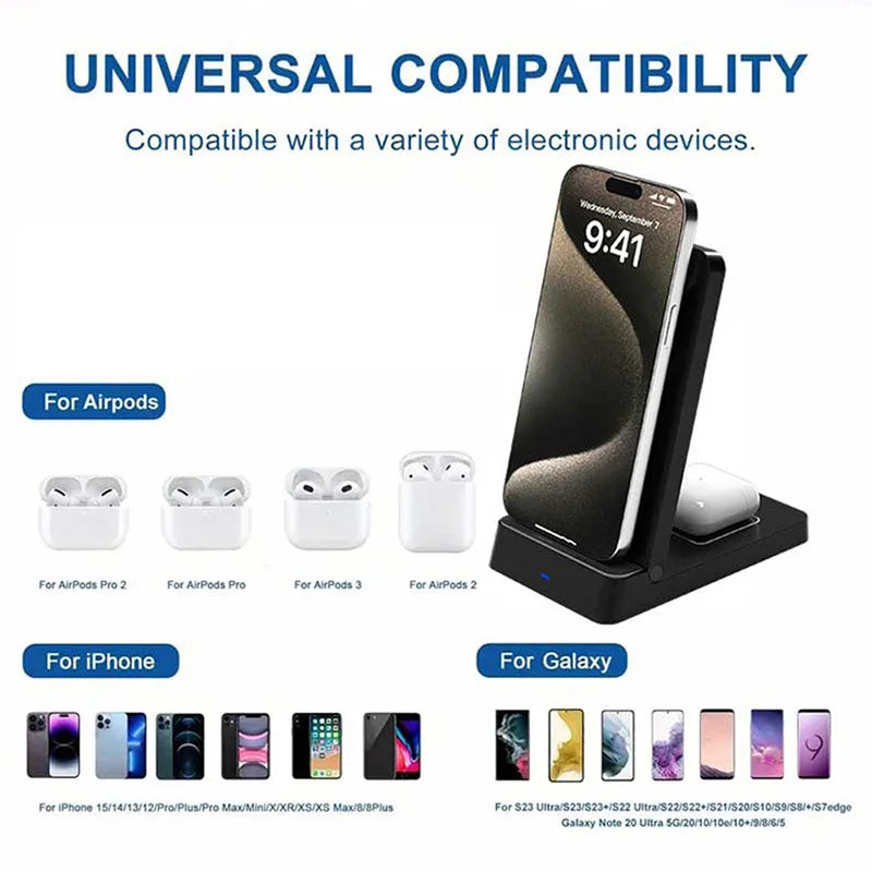2025 Gift 2in1 Wireless Magnetic Charger Station for IPhone and Earphone - Electryx