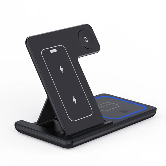 15W Three-in-One Fast Wireless Charger Foldable Desktop Multifunctional with PD Function for Mobile Phone Headset Watch - Electryx