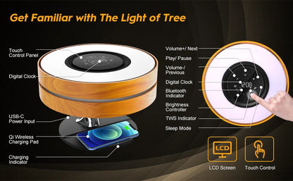 2024  Luxury Trending Product Tree Table Lamp Bt Speaker 10w Wireless Charger Beside Desk Lamp - Electryx