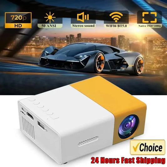 LED Home Theater Projector Small portable outdoor projector 300 lumens Home Theater Outdoor camping office meeting - Electryx