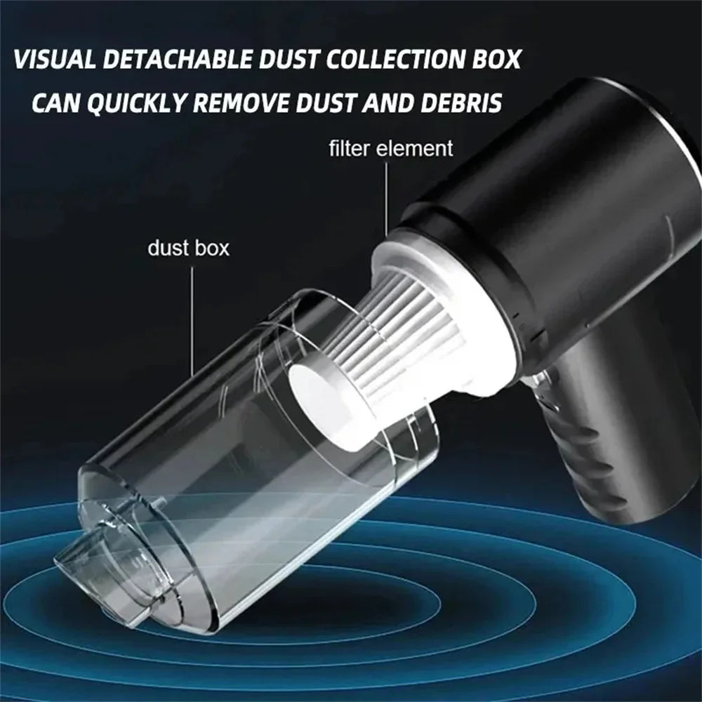 3 In1 Car Vacuum Cleaner Strong Suction Power Mini Cleaning Machines Dual Use Wireless Handheld Air Blower Cleanings Air Duster - Electryx