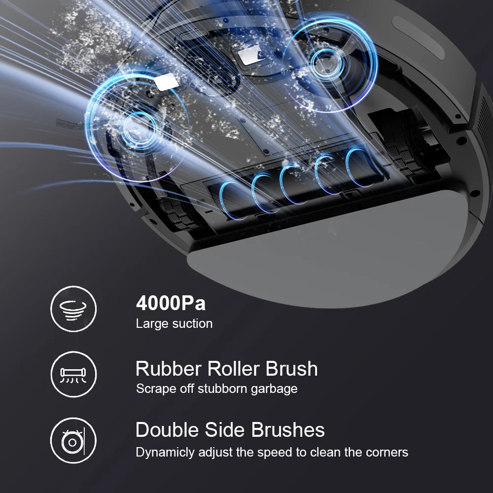 Robot Vacuum Cleaner Combo Mop,4000PA Suction Robotic,WiFi/Voice Control,Auto-Recharge,Pet Hair For Home Vacuum Cleaning Robot - Electryx