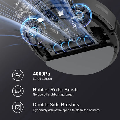 Robot Vacuum Cleaner Combo Mop,4000PA Suction Robotic,WiFi/Voice Control,Auto-Recharge,Pet Hair For Home Vacuum Cleaning Robot - Electryx