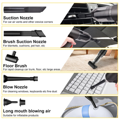 3 in 1 Car Vacuum Cleaner Powerful Air Blower Handheld Cleaning Machine Rechargeable Dust Blower BBQ Fan Swimming Ring Inflator - Electryx
