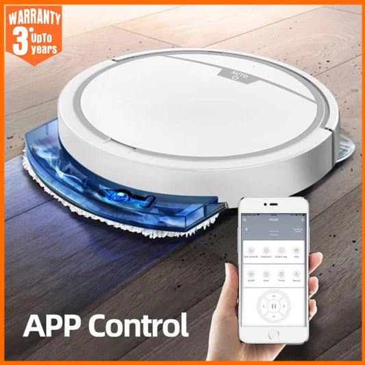 New Wireless Smart Vacuum Cleaner App Control Wet And Dry Floor Sweep 2800PA Suction Super Quiet Mopping Machine Cleaning Robot - Electryx