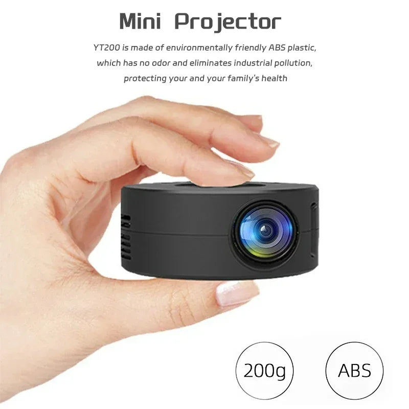 YT200 mini projector led mobile video home theater media player kids gift cinema wired same screen projector for iPhone Android - Electryx