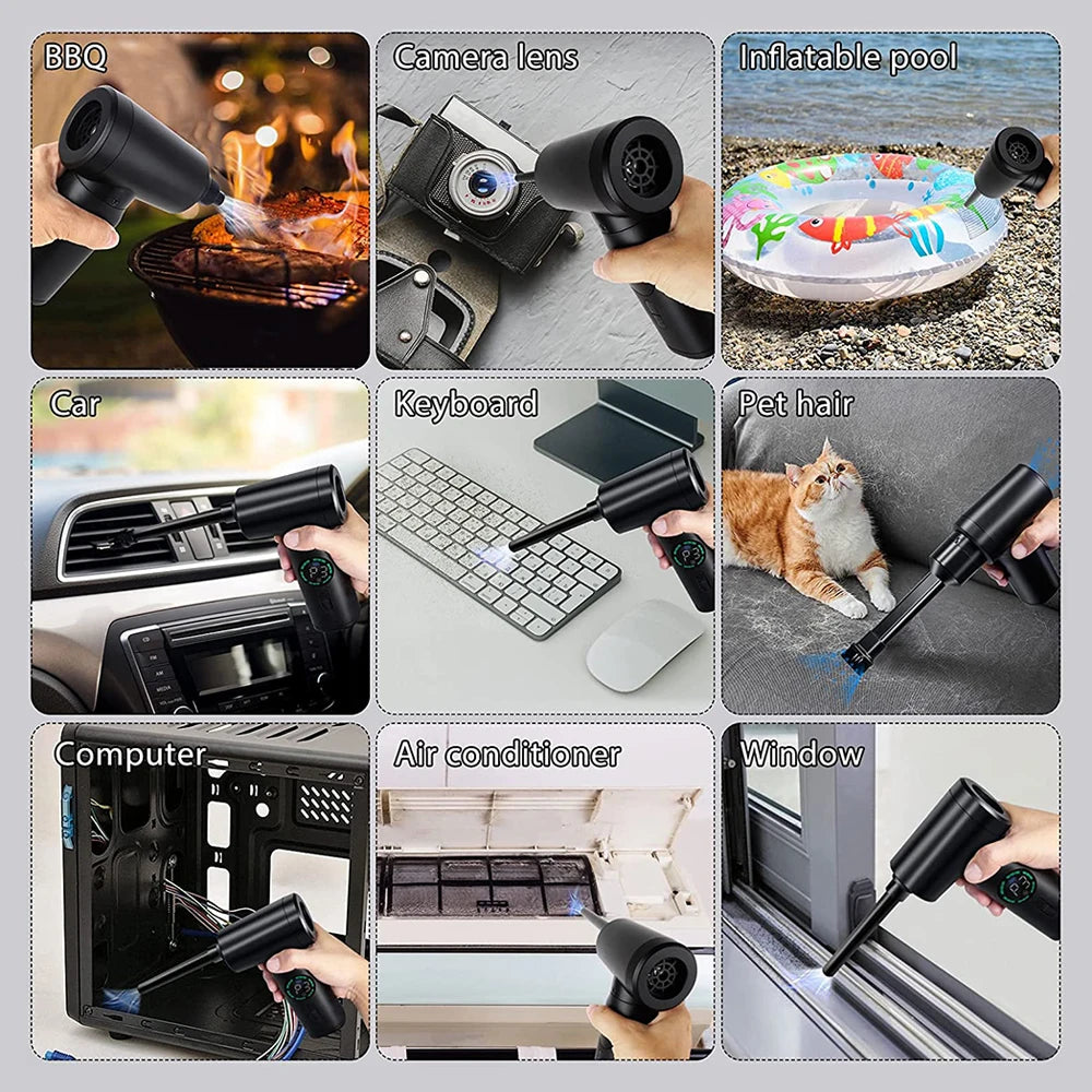 Wireless Air Duster 100000RPM Dust Blowing Gun USB Compressed Air Blower Cleaning For Computer Laptop Keyboard Camera Cleaning - Electryx