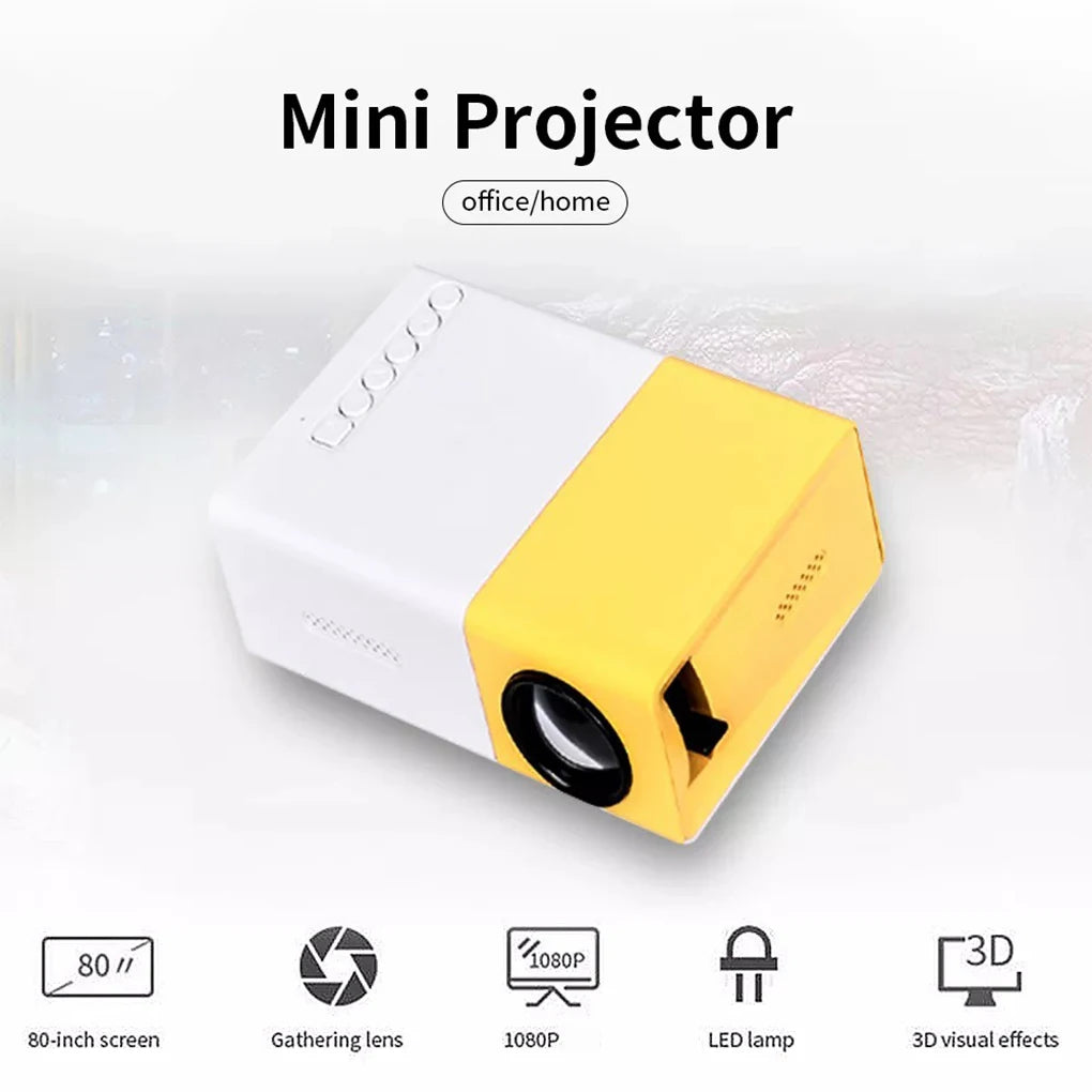 YG300 Portable Mini Movie Projector 1080P USB Audio Home Media Player Beamer Suitable For Outdoor Camping Drive-in Home Theater - Electryx