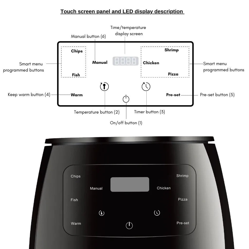 6L Air fryer Multi-functional intelligent touch screen oven Large capacity Electro mechanical  deep fryer for home  airfryer - Electryx