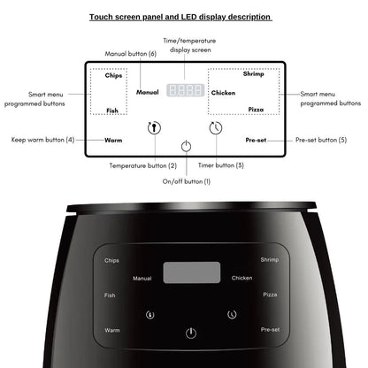 6L Air fryer Multi-functional intelligent touch screen oven Large capacity Electro mechanical  deep fryer for home  airfryer - Electryx