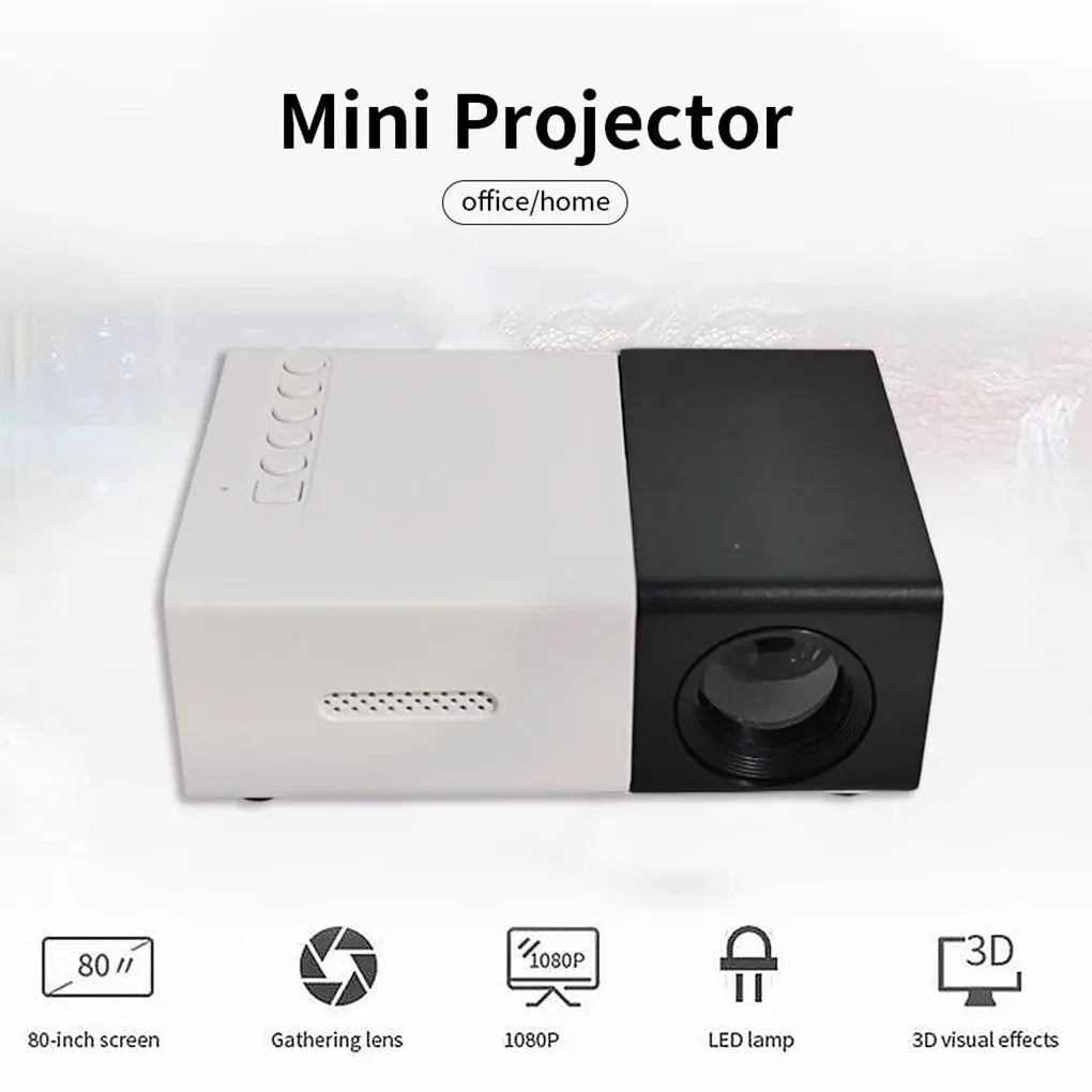 YG300 Portable Mini Movie Projector 1080P USB Audio Home Media Player Beamer Suitable For Outdoor Camping Drive-in Home Theater - Electryx