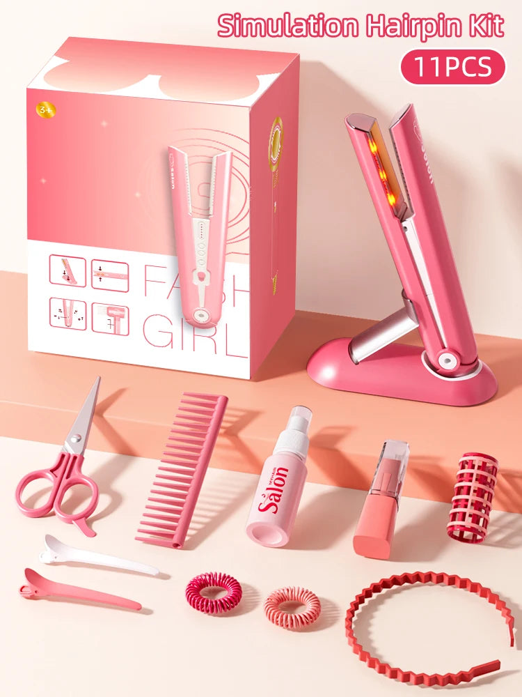 Kids Make Up Toys Simulation Haircut Kit Children's Hair dryer Role Playing Game Educational Toys For Girls Pretend Play Gifts - Electryx