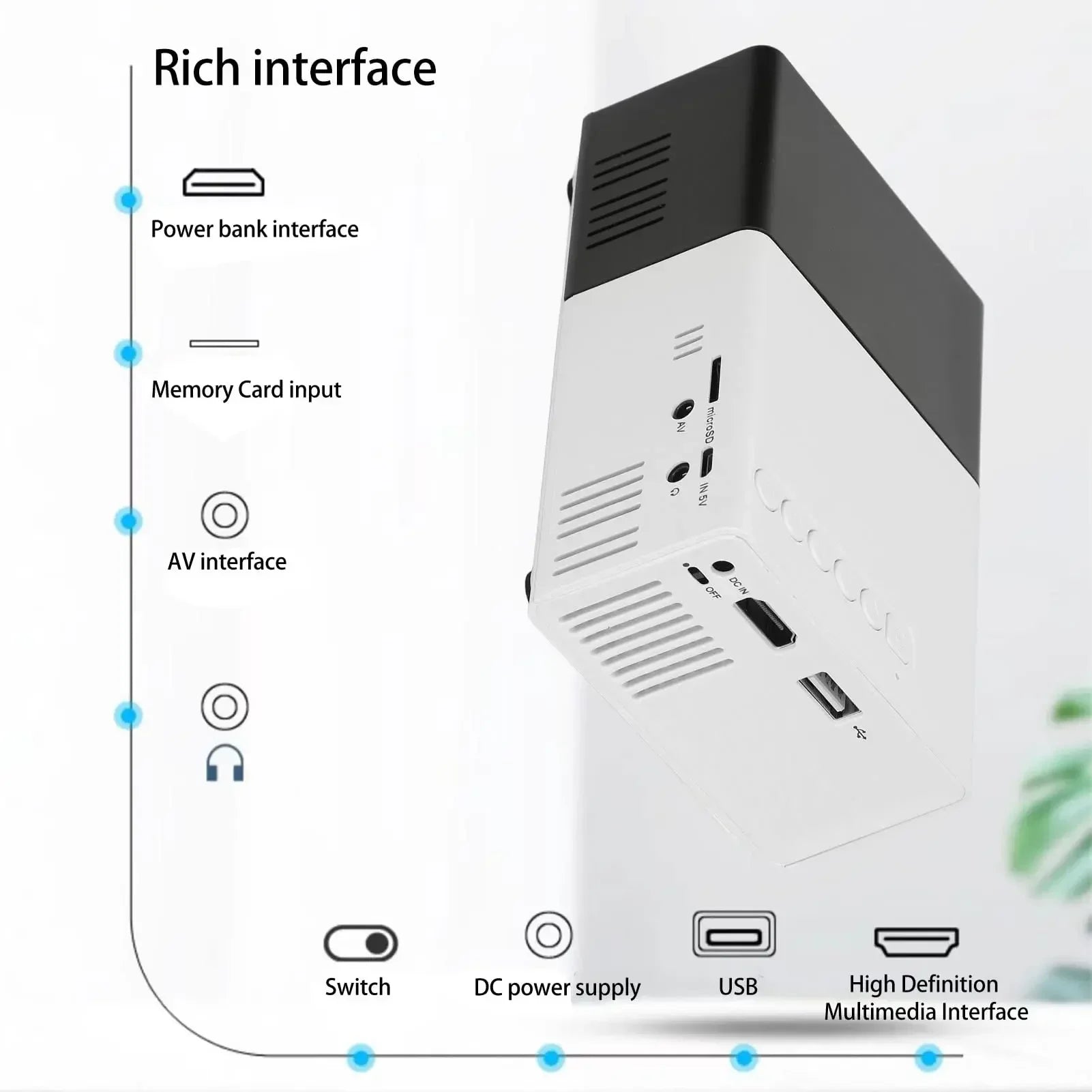 Proyector inteligente HD para cine en casa, miniproyector portátil para teléfono móvil, proyección para exteriores, YG300, 1080 - Electryx