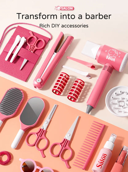 Kids Make Up Toys Simulation Haircut Kit Children's Hair dryer Role Playing Game Educational Toys For Girls Pretend Play Gifts - Electryx