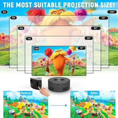 YT200 mini projector led mobile video home theater media player kids gift cinema wired same screen projector for iPhone Android - Electryx