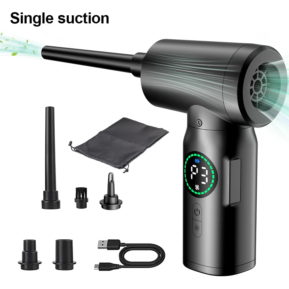 Wireless Air Duster 100000RPM Dust Blowing Gun USB Compressed Air Blower Cleaning For Computer Laptop Keyboard Camera Cleaning - Electryx