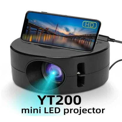 YT200 mini projector led mobile video home theater media player kids gift cinema wired same screen projector for iPhone Android - Electryx